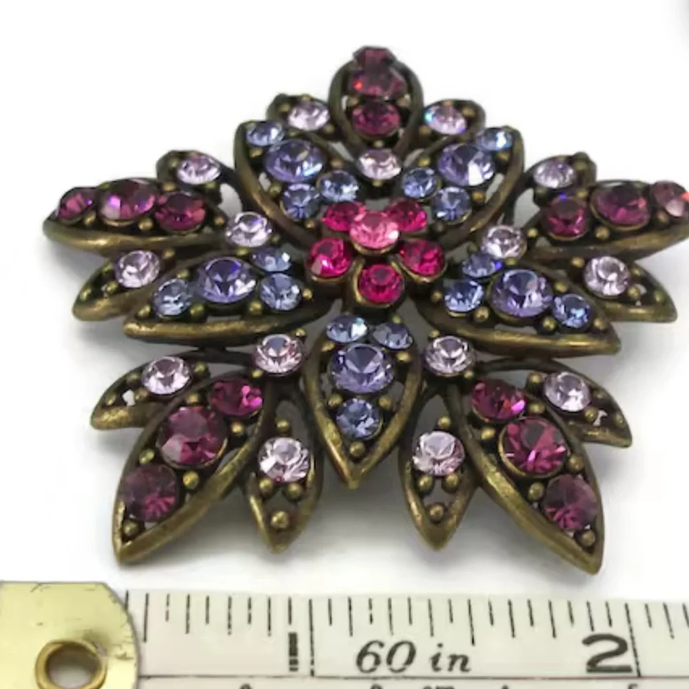 Vintage Pink Purple Blue Flower Brooch